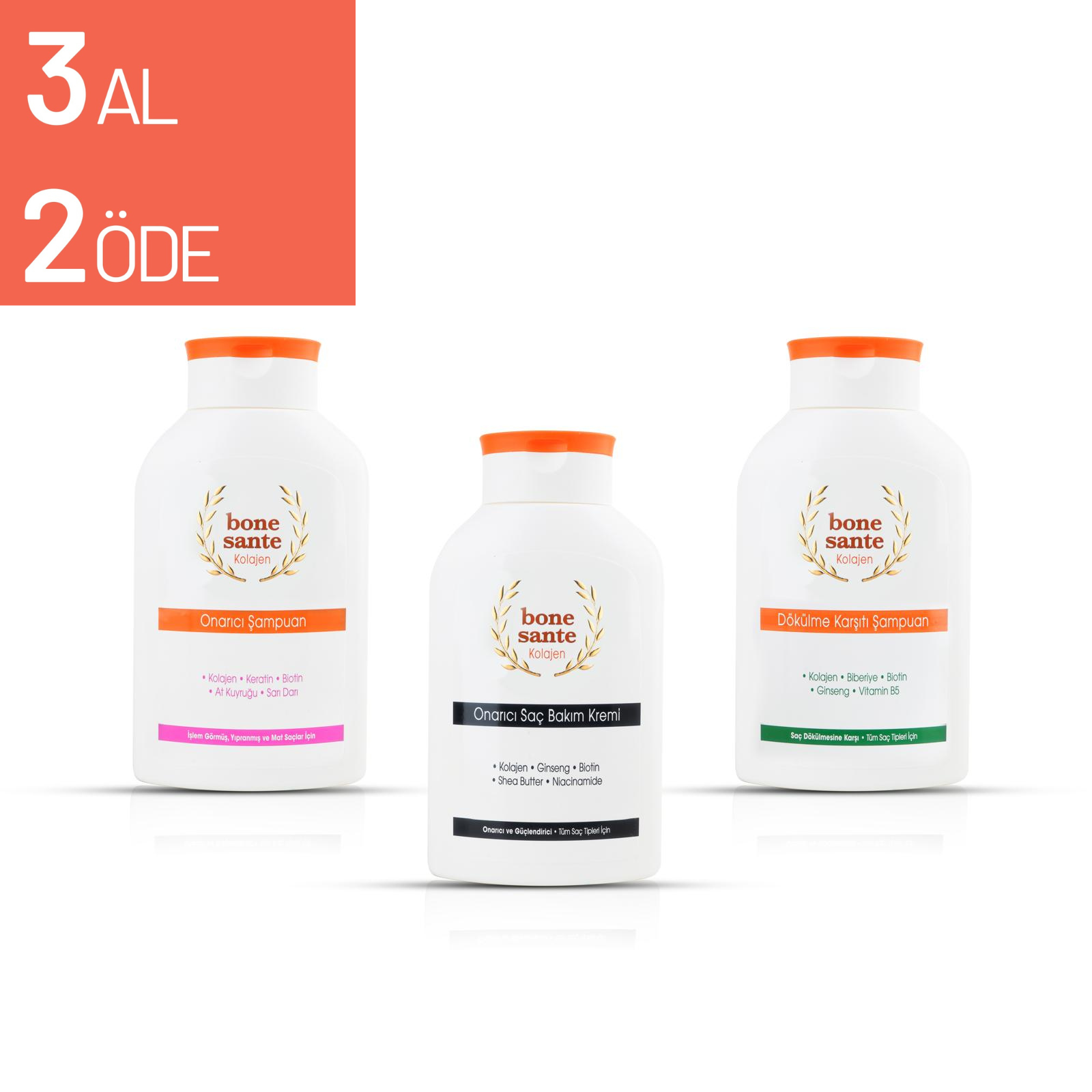 Dökülme Karşıtı Şampuan - Onarıcı Şampuan - Onarıcı Bakım Kremi (3 AL 2 ÖDE)